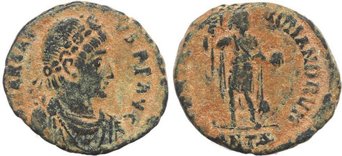 Roman coin of Arcadius Ae2 - GLORIA ROMANORVM - Antioch Mint